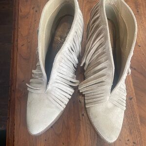 Matisse Beige Suede Fringe Ankle Booties